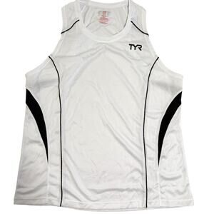 TYR Competitor Womens Sleeveless Athletic Tank Top - White Black - Size Medium